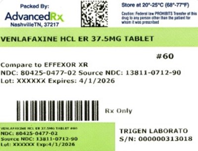 Venlafaxine HCl Er 37.5mg #60 (Venlafaxine HCl Er 37.5mg 80425 0477 02)